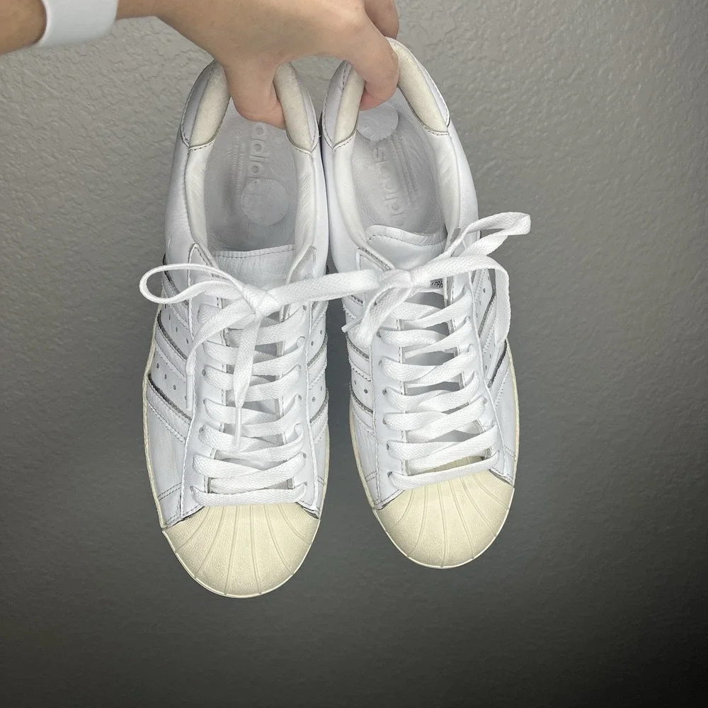 Adidas Shoes Men White Beige Original Superstar Sneaker Lace Low EE7392 Size 7.5